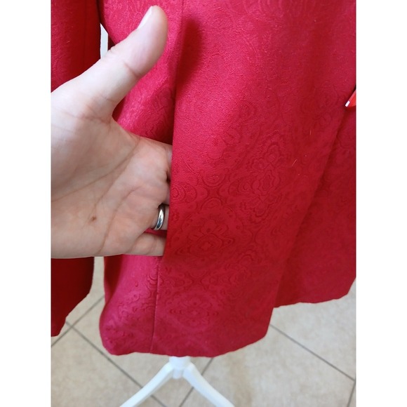 Vtg Laura Scott Womens red blazer with a floral pattern 12 Buttons Old Money - Picture 6 of 16